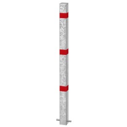 Poteau Jupiter carré en acier galvanisé 70 x 70 mm avec bandes réflectos fixation par scellement direct.