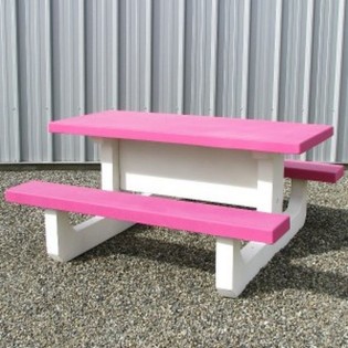 Table picnic béton rectangle mixte magenta