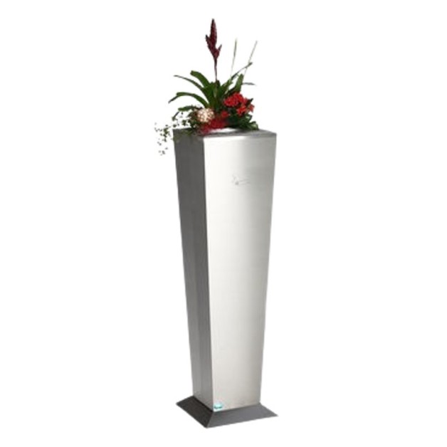 Cendrier inox avec emplacement pour fleur et cendrier sur pied en INOX brossé