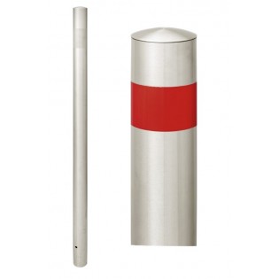 Poteau inox avec bande microbille ou bande rouge réfléchissante