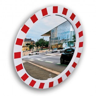 Miroir rond d'agglomération rouge et blanc