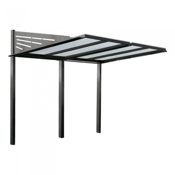 Abri cycles Conviviale sans bardages couleur gris procity