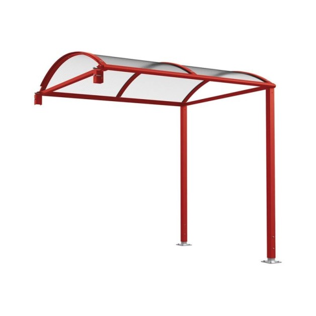 Abri cycles Voûte "M" avec parois latérales en verre.