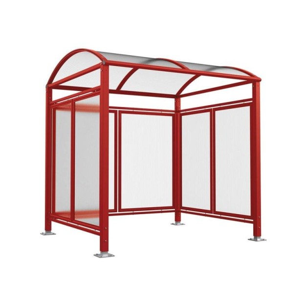 Abri cycles Voûte "M" avec parois latérales en verre.