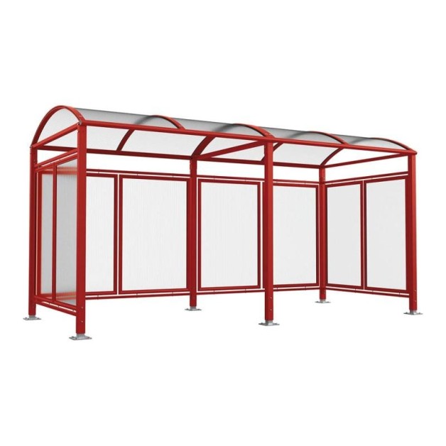 Abri cycles Voûte "M" avec parois latérales en verre.