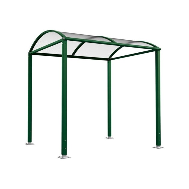 Abri cycles Voûte "M" avec parois latérales en verre.