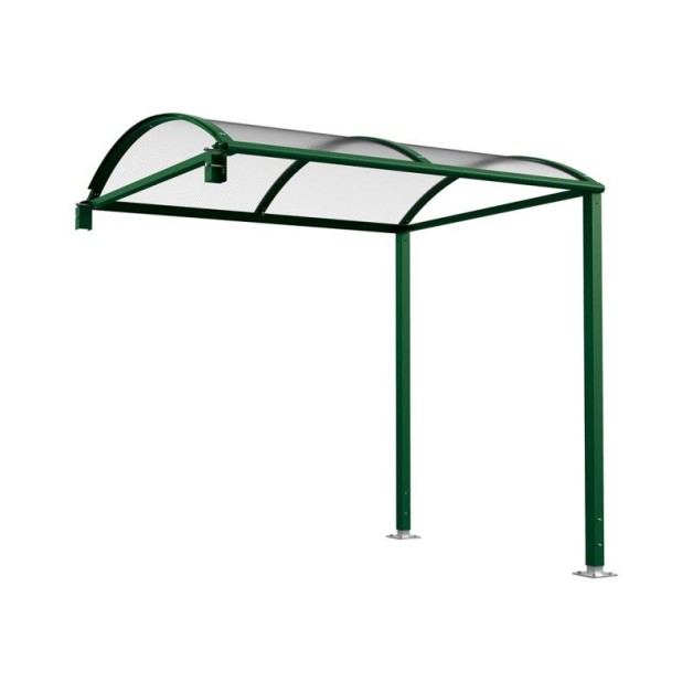 Abri cycles Voûte "M" avec parois latérales en verre.