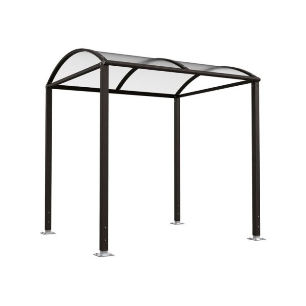 Abri cycles Voûte "M" avec parois latérales en verre.