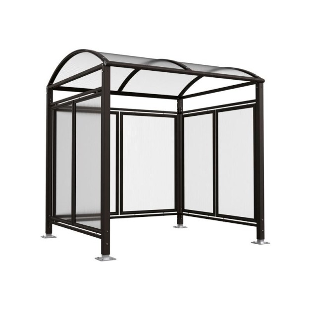 Abri cycles Voûte "M" avec parois latérales en verre.