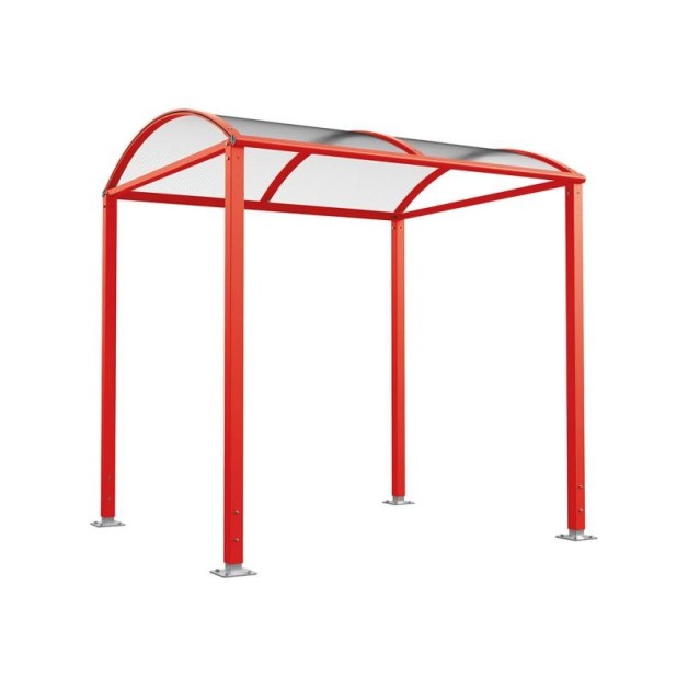 Abri cycles Voûte "M" avec parois latérales en verre.