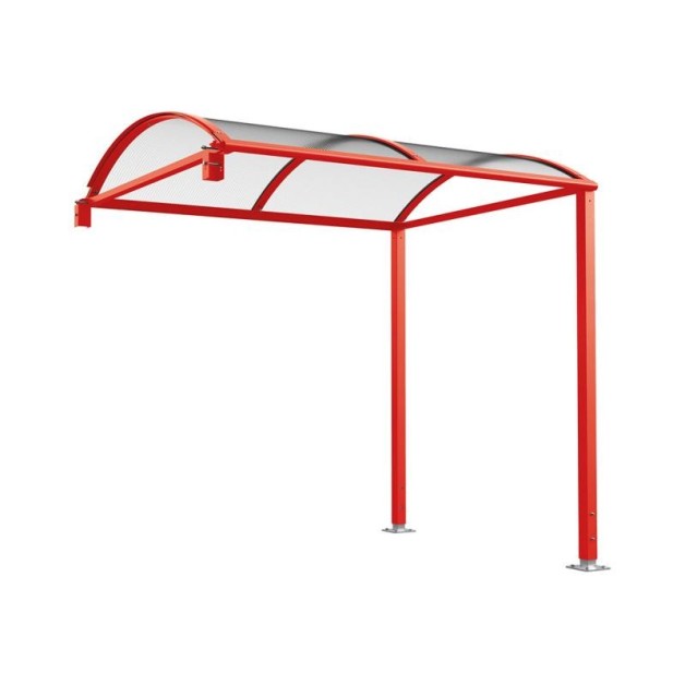 Abri cycles Voûte "M" avec parois latérales en verre.