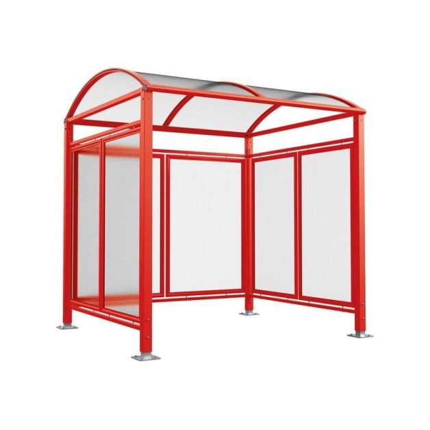 Abri cycles Voûte "M" avec parois latérales en verre.