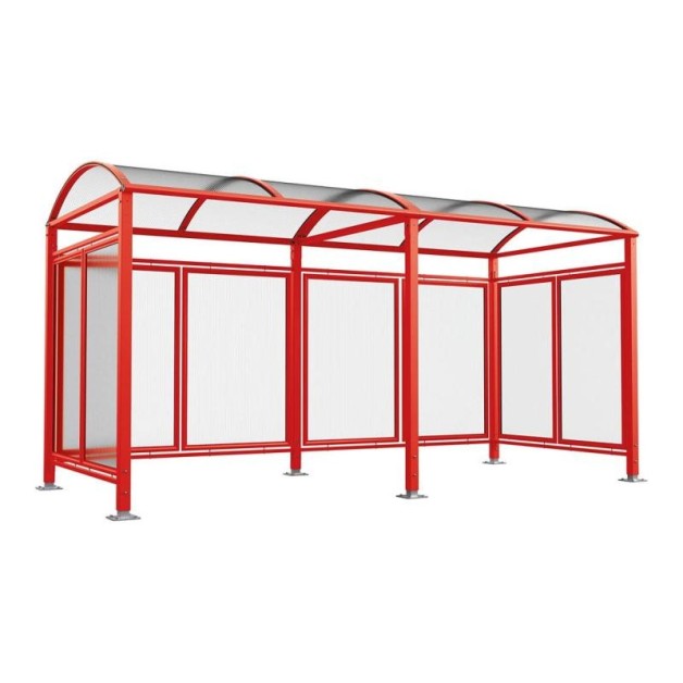 Abri cycles Voûte "M" avec parois latérales en verre.