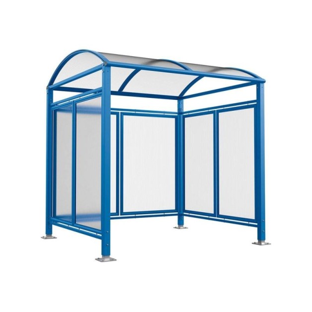 Abri cycles Voûte "M" avec parois latérales en verre.
