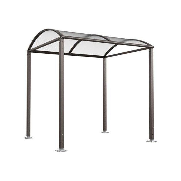 Abri cycles Voûte "M" avec parois latérales en verre.