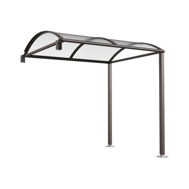 Abri cycles Voûte "M" avec parois latérales en verre.