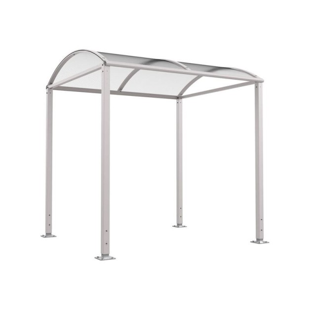 Abri cycles Voûte "M" avec parois latérales en verre.