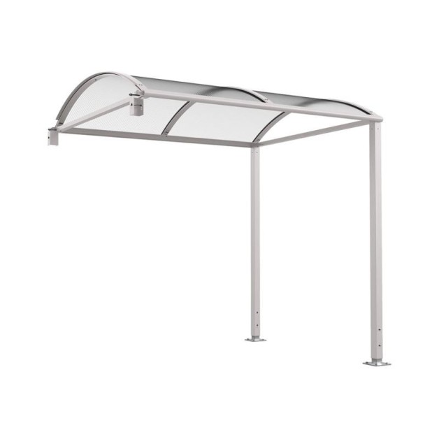 Abri cycles Voûte "M" avec parois latérales en verre.