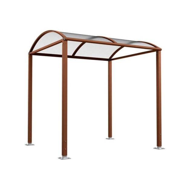 Abri cycles Voûte "M" avec parois latérales en verre.