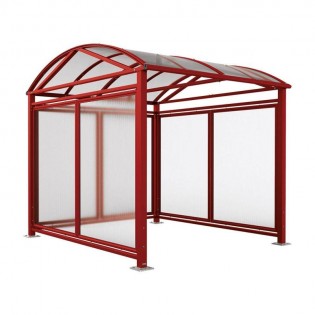 Abri initial + Bardages latéraux + bardage de fond finition Bordeaux RAL 3004