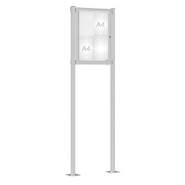 Vitrine classique sur pied 4 A4 finition Anodisé fixation sur platine