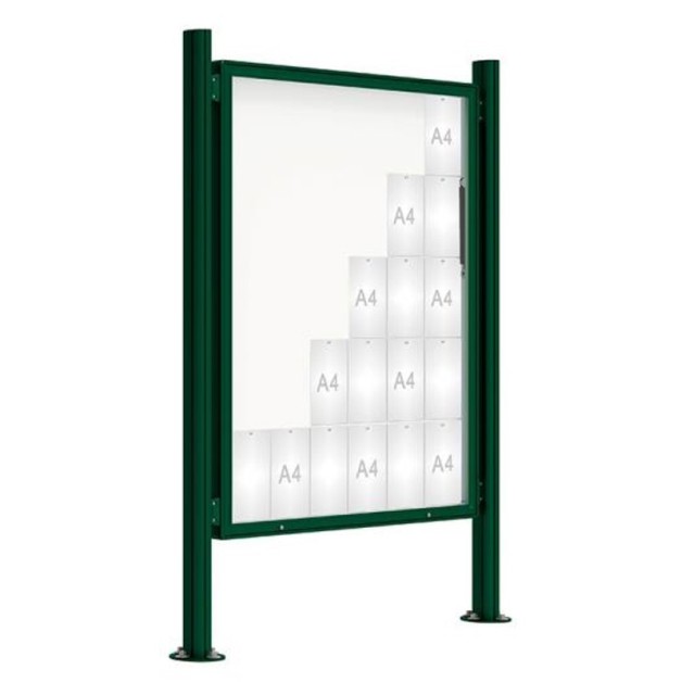 Vitrine extérieure 30 A 4 fixation sur platines finition RAL 6005