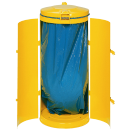 La poubelle compacte en acier double battants jaune