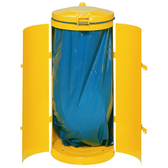 La poubelle compacte en acier double battants jaune