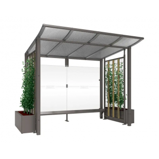 Station bus avec claustra grillagé