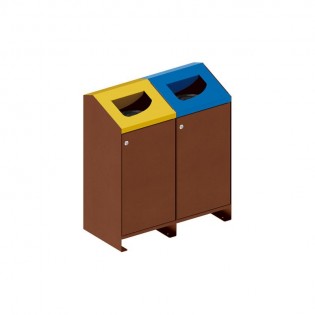 Corbeille Berlin 2 modules tri sélectif  finition aspect corten