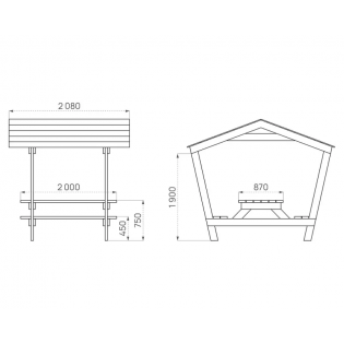 Plan table de pique-nique Turin avec toit