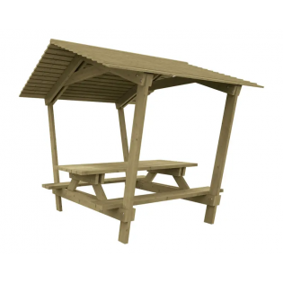 Table de pique-nique en bois Turin avec toit