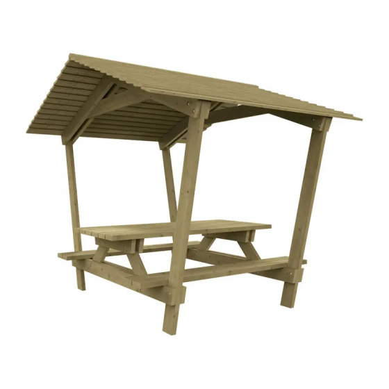 Table de pique-nique en bois Turin avec toit