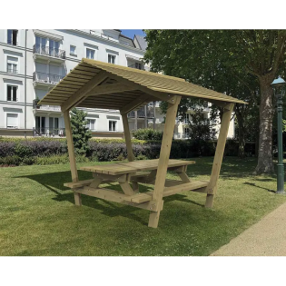 Table de pique-nique en bois Turin avec toit