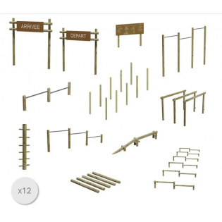 Lot 1 : Parcours de santé bois (12 éléments) plein air pour sportif