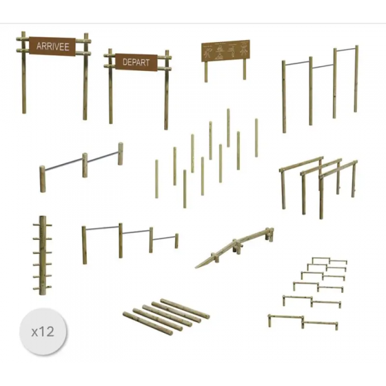Lot 1 : Parcours de santé bois (12 éléments) plein air pour sportif