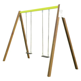 Balançoire acier et bois avec 2 balançoires