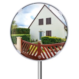 Miroir rond de sortie de voie cadre blanc