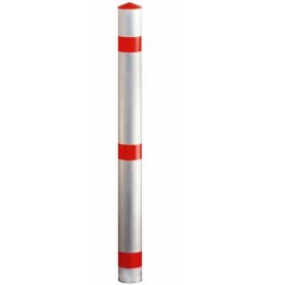 Poteau acier Ø 60 mm avec bandes réflectos rouges