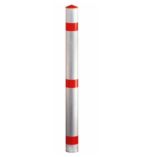 Poteau acier Ø 60 mm avec bandes réflectos rouges