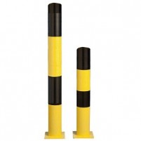 Poteau de sécurité et de protection noir et jaune sur platine