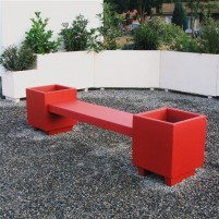 Banquette acajou beton finition couleur rouge