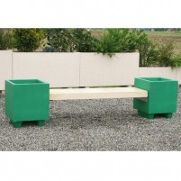 Banquette acajou finition couleur vert et lame blanc naturel