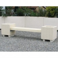 Banquette acajou en beton finition aspect pierre et lame blanc naturel