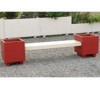 banquette acajou en beton finition couleur rouge et lame blanc naturel