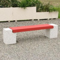 Banquette beton Douglas pieds gravillons lame couleur rouge