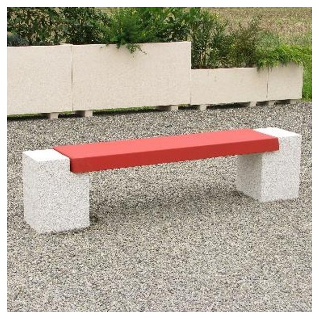 Banquette beton Douglas pieds gravillons lame couleur rouge