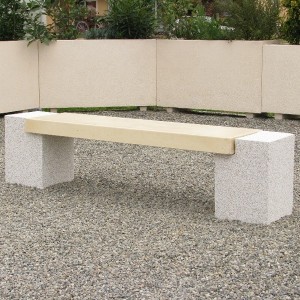 banquette douglas en beton avec pieds gravillons lame blanc naturel