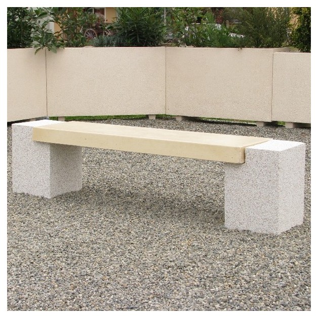 banquette douglas en beton avec pieds gravillons lame blanc naturel