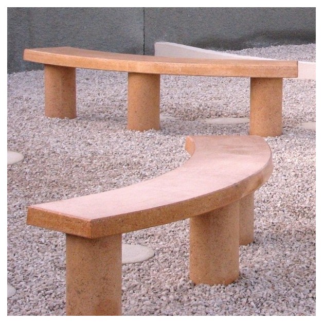 banquette modele Erable en béton aspect pierre ocre